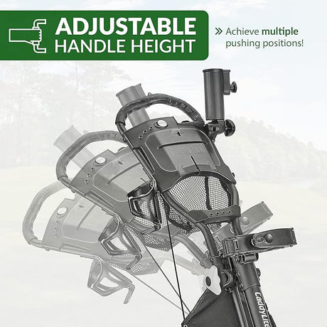Caddytek Push Cart 3 Wheel with Foot Brake 1-Second Fold/Unfold, Adjustable Handle, Umbrella Holder, Beverage Compartment & Storage, Lightweight Aircraft-Grade Aluminum Frame Black