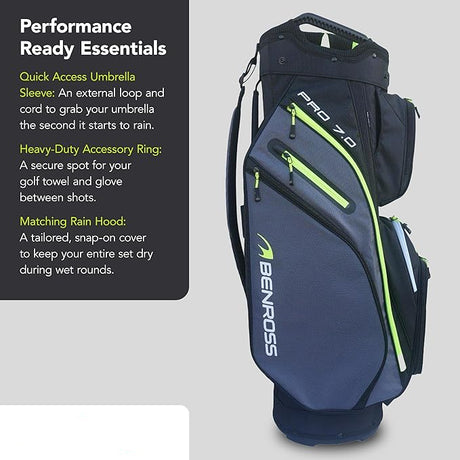 Benross Pro 7.0 Golf Cart Bag - Lightweight With 14-Way Dividers