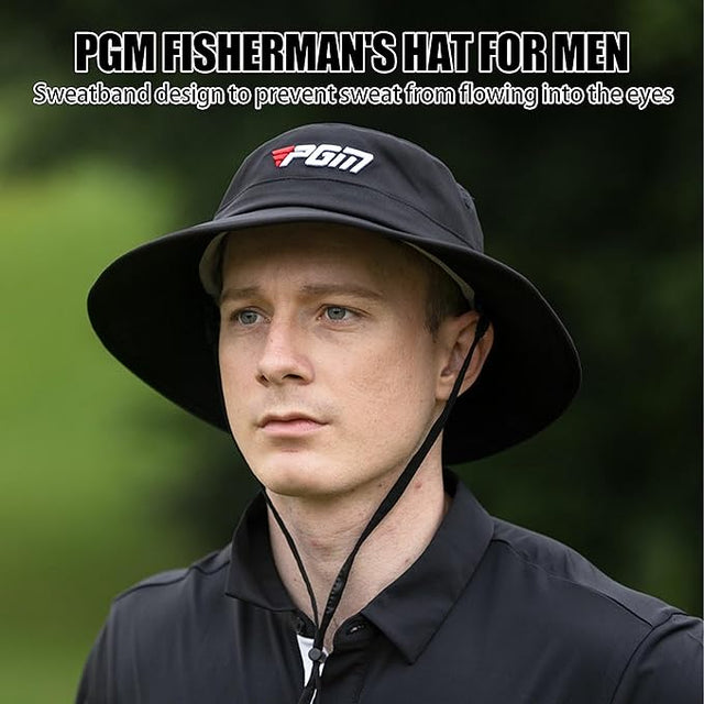 Adjustable Golf Bucket Hat for Men With Windproof Cord and Sweatband