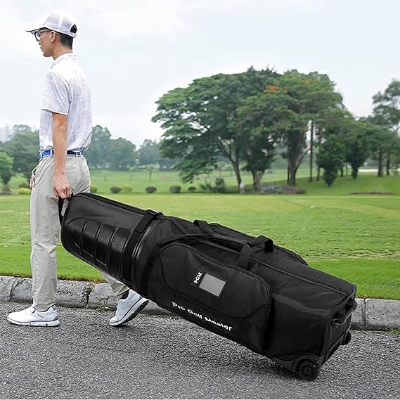 Golf Hardcase Travel Bag - Wheels, Anti-Collision Design Hard Shell on Top