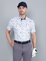 White Printed Golf Polo T shirt