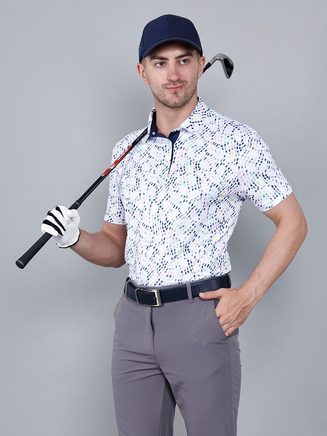 White Printed Golf Polo T shirt