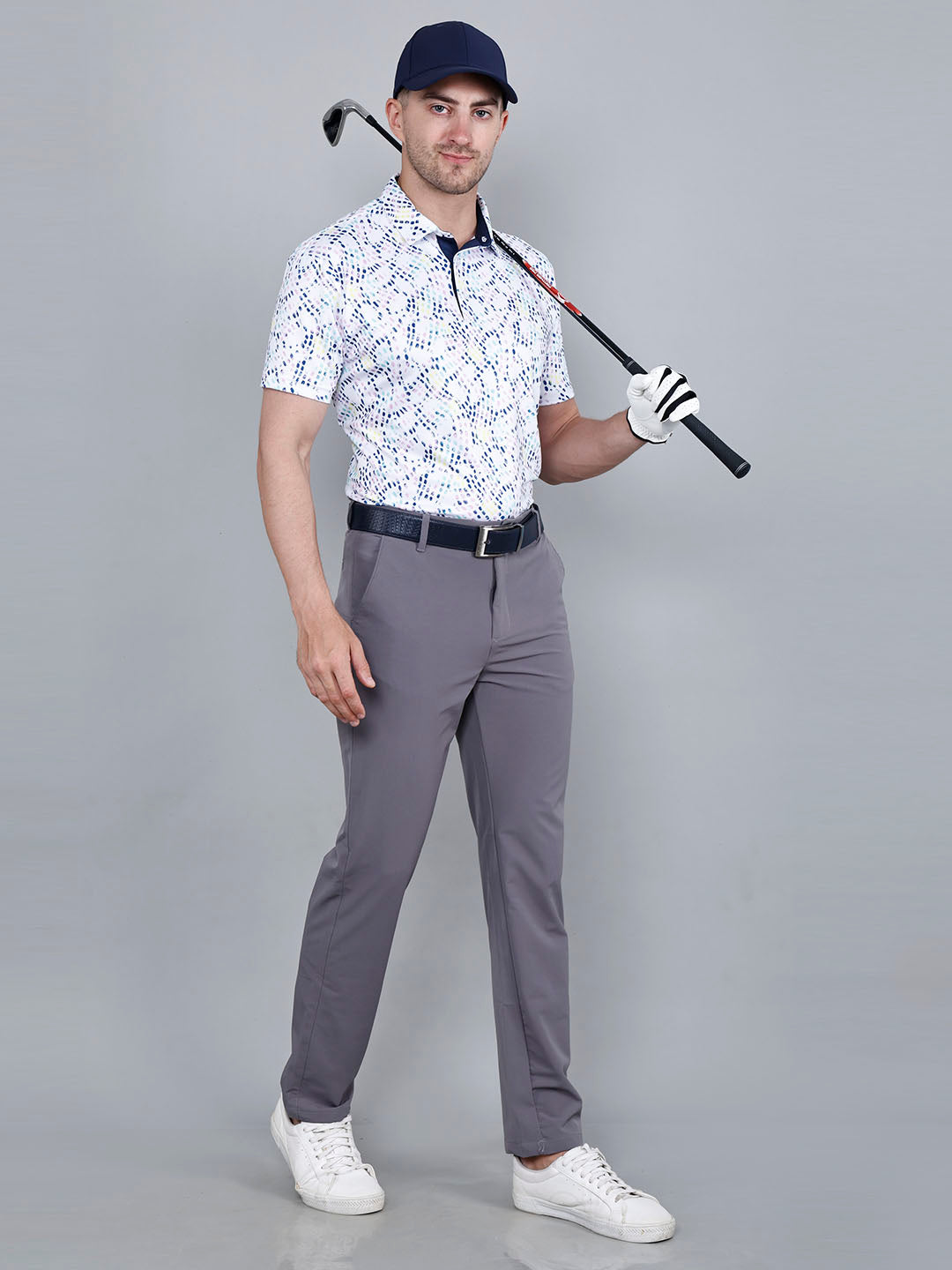 White Printed Golf Polo T shirt