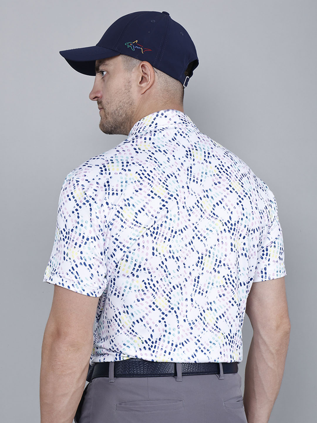 White Printed Golf Polo T shirt