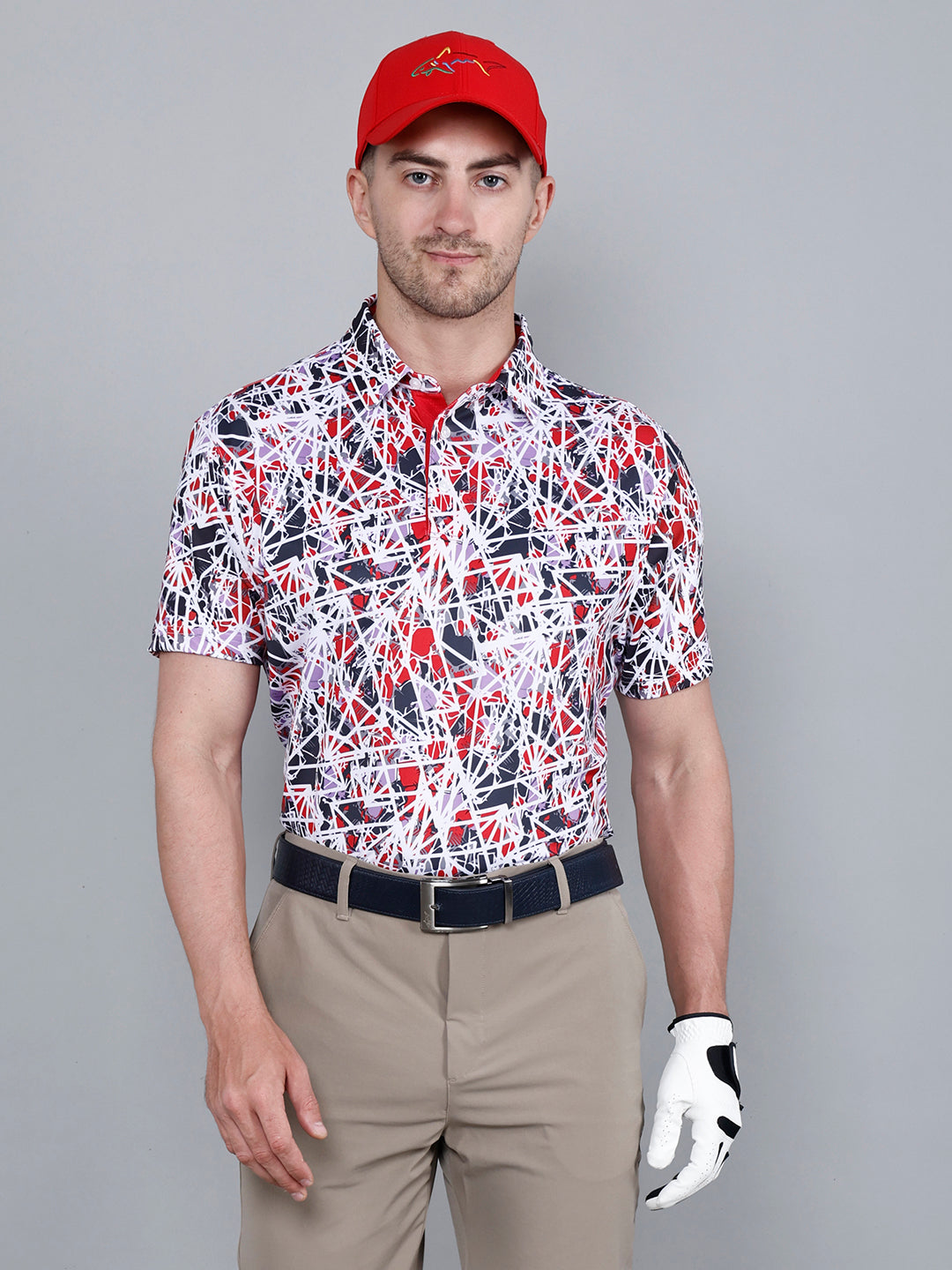 Multicolor Ray Printed Golf Polo T Shirt