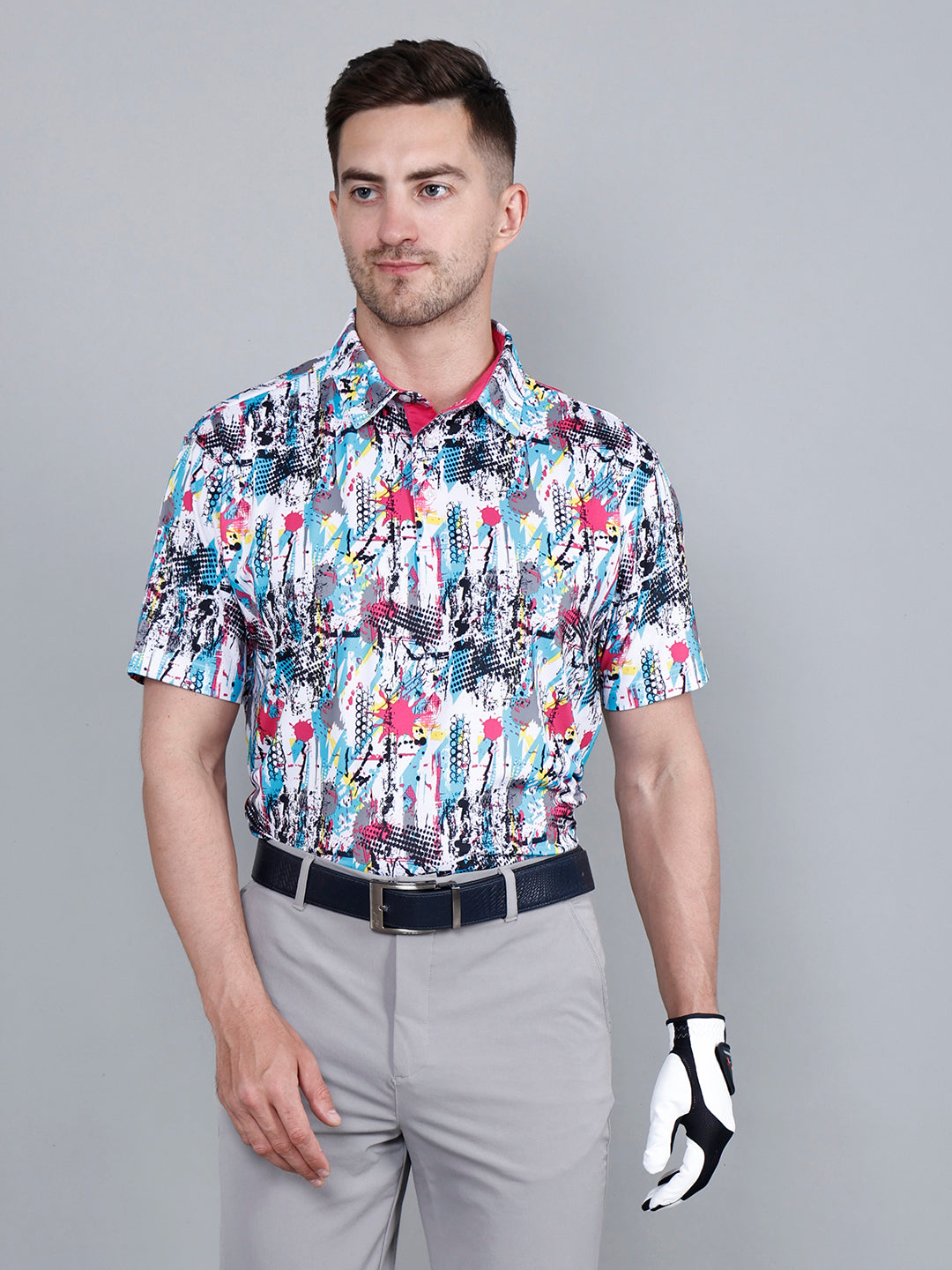 Men's Splash Multicolor Printed Golf Polo T shirt