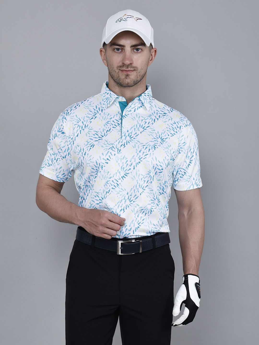 Blue Printed Golf Polo T shirt