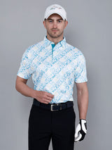 Blue Printed Golf Polo T shirt