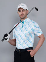 Blue Printed Golf Polo T shirt