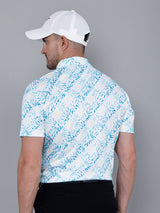 Blue Printed Golf Polo T shirt