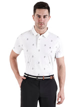 Men's white printed Golf Polo T Shirt