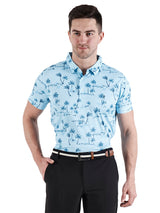 Men's Sky Blue Printed Golf Polo T Shirt