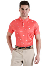 Men's Orange printed Golf Polo T Shirt