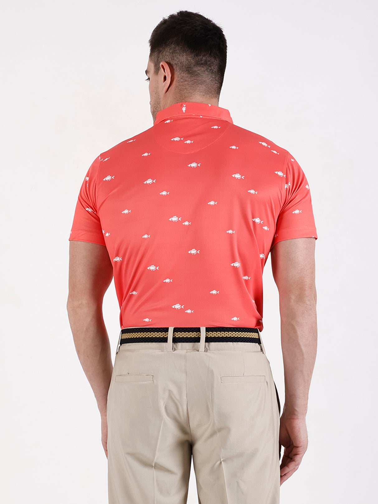 Men's Orange printed Golf Polo T Shirt