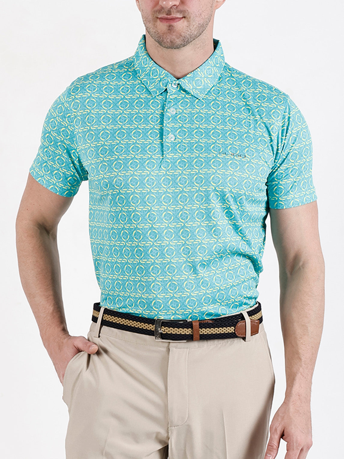 Men's Mint Wave Printed Golf Polo T Shirt