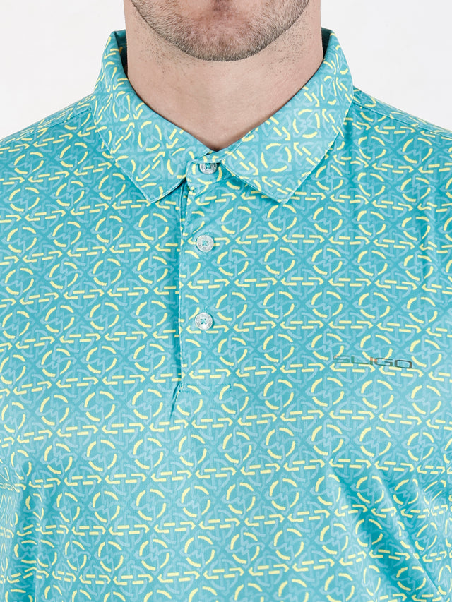 Men's Mint Wave Printed Golf Polo T Shirt