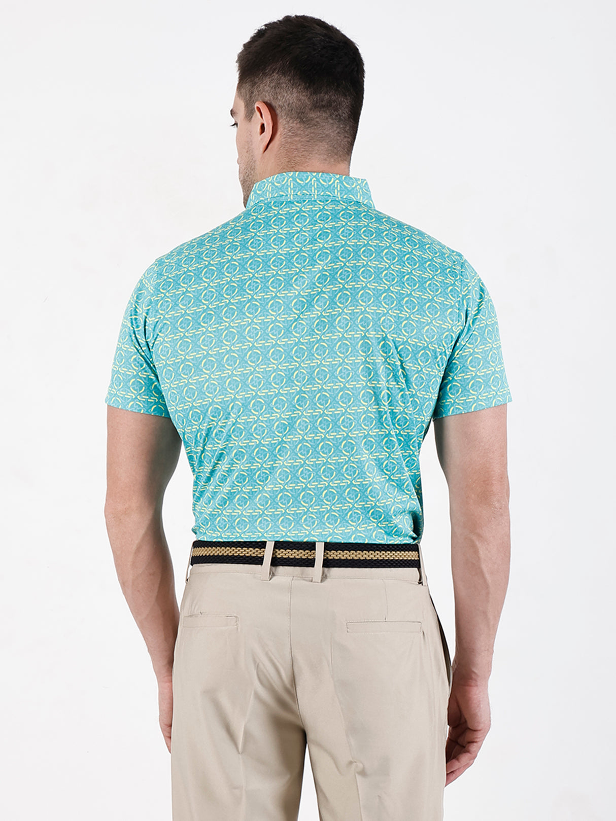 Men's Mint Wave Printed Golf Polo T Shirt