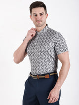 Men's Grey Printed Golf Polo T Shirt