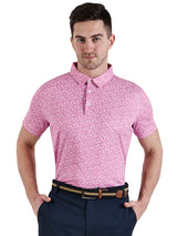 Men's Pink Printed Golf Polo T Shirt