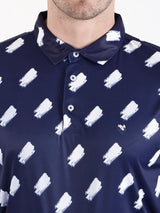 Men's Navy Printed Golf Polo T Shirt