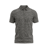 Men's Leaf Printed Golf Polo - Dark Grey