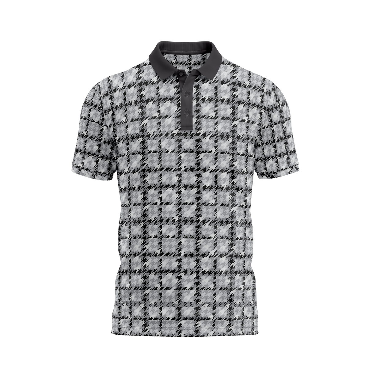 Men's Geometric Printed Golf Polo - Grey