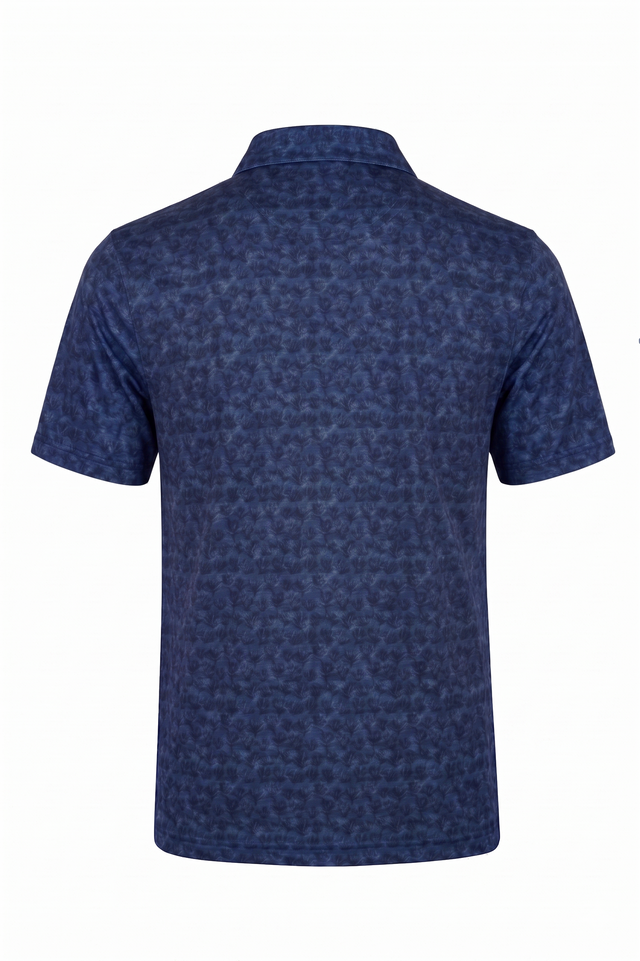 Men's Navy Floral Print Performance Golf Polo
