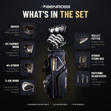 Benross HTX2 Gold Graphite 11 Piece Golf Stand Bag Package Set