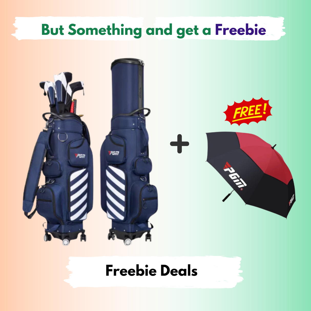 PGM Golf Bag With Wheels + Golf Umbrella (Free)