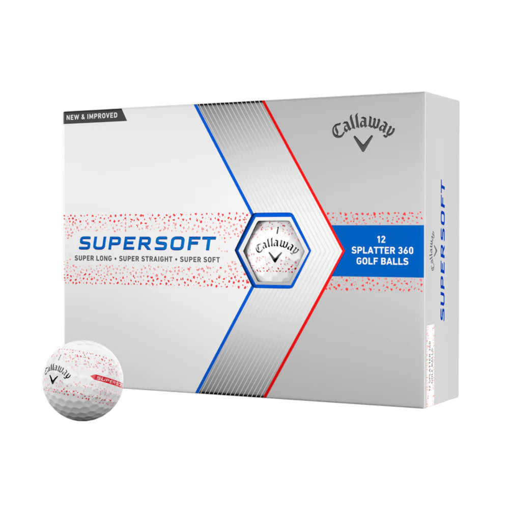 Supersoft Splatter 360 Golf Balls- White/Red