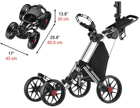 Greg Norman ONE Pro One-Click Folding 4-Wheel Golf Push Trolley