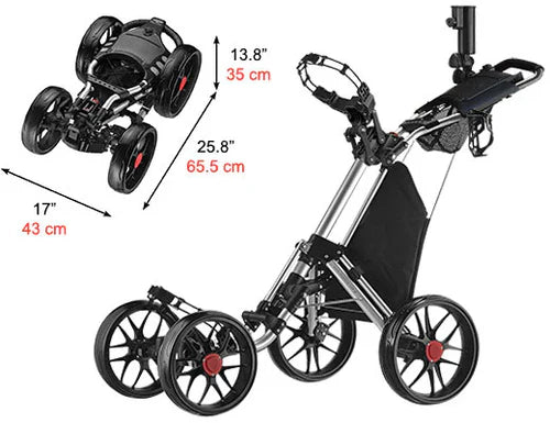 Greg Norman ONE Pro One-Click Folding 4-Wheel Golf Push Trolley