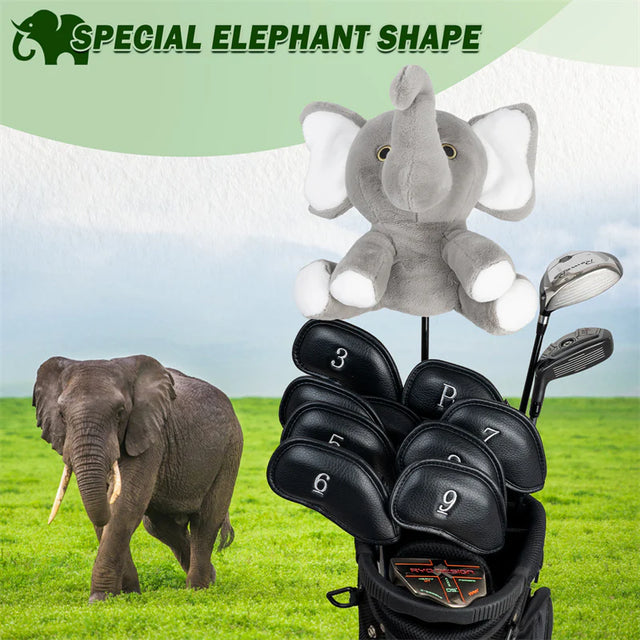 Grey Elephant Animal Golf Club Driver Head Cover