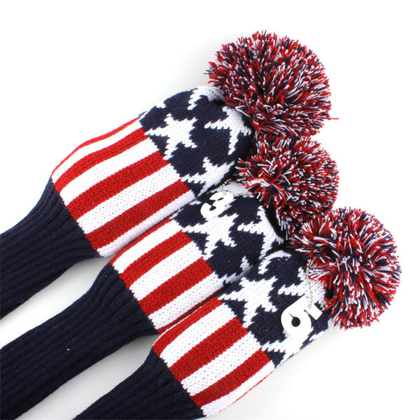 Golf Knitted Stars Golf Head Covers Set – 3pcs Wood Protection