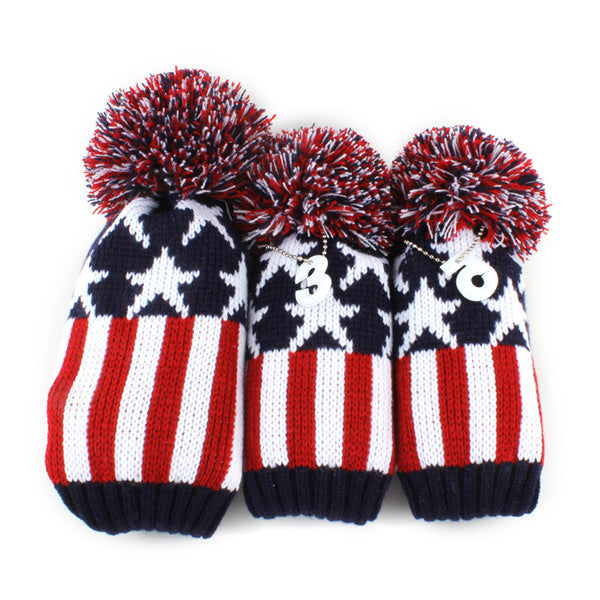 Golf Knitted Stars Golf Head Covers Set – 3pcs Wood Protection