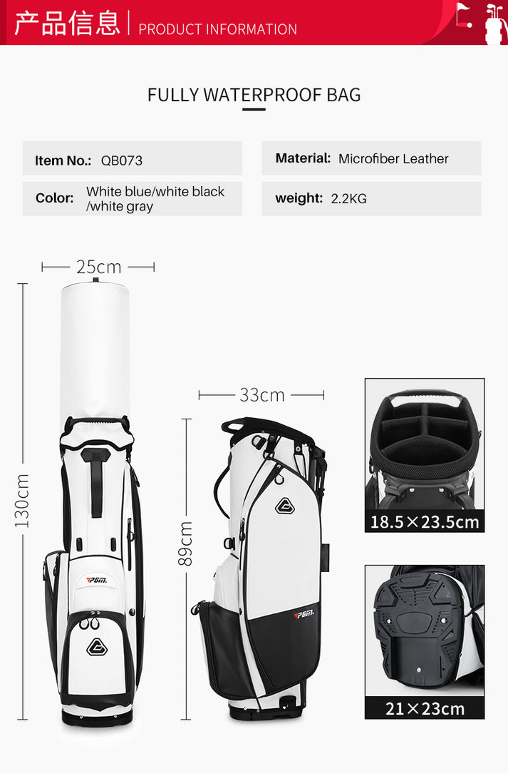 Men's Premium Microfiber Leather Waterproof Golf Stand Bag