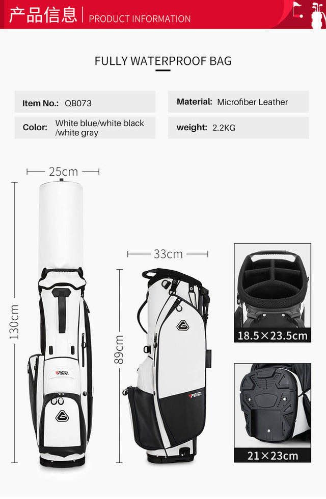 Men's Premium Microfiber Leather Waterproof Golf Stand Bag