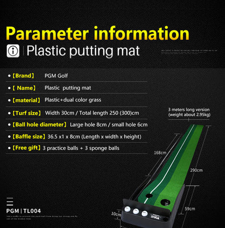 PGM TL004 Golf Putting Mat (Indoor Trainer with Ball Return)