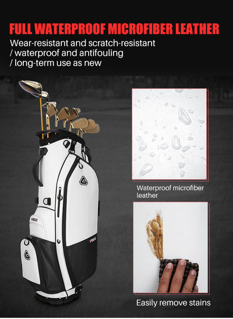 Men's Premium Microfiber Leather Waterproof Golf Stand Bag