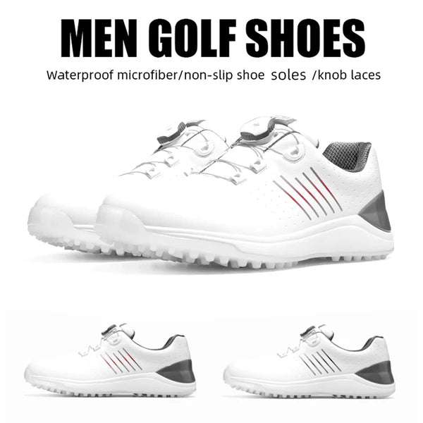 Men's Golf  Anti-Skid Soft Sole Knob Laces Waterproof Golf Shoes