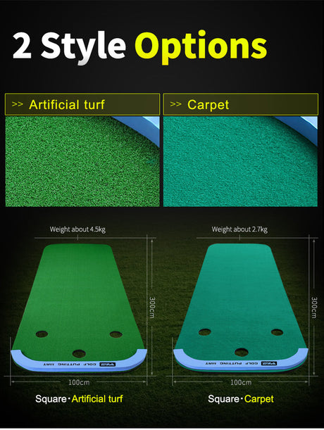 Premium 3 Hole Putting Green Practice Mat