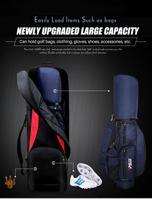 Durable Thick Nylon Folding Travel Golf Bag With Wheels