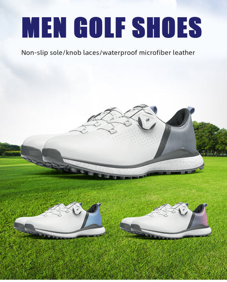 Men’s Waterproof Golf Shoes – Anti-Slip, Soft Sole, Knob Laces
