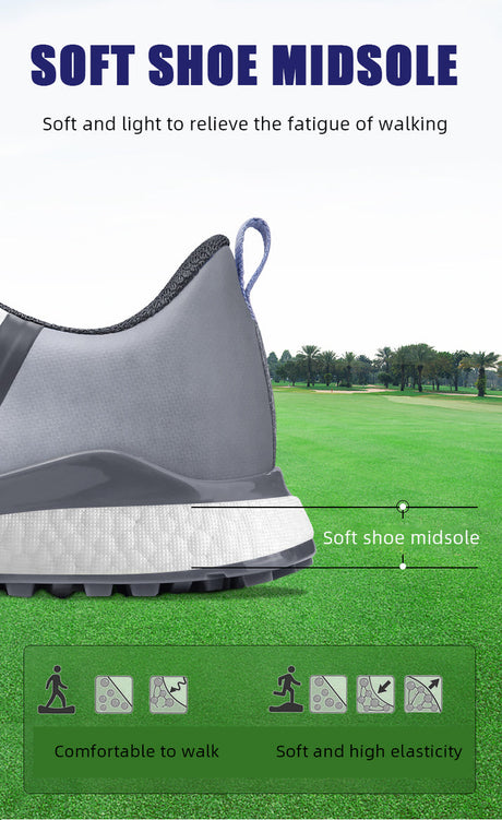 Men’s Waterproof Golf Shoes – Anti-Slip, Soft Sole, Knob Laces