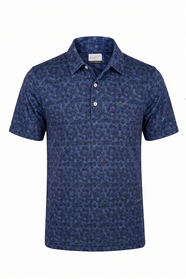 Men's Navy Floral Print Performance Golf Polo