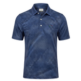 Men's Navy Geo Texture Performance Golf Polo