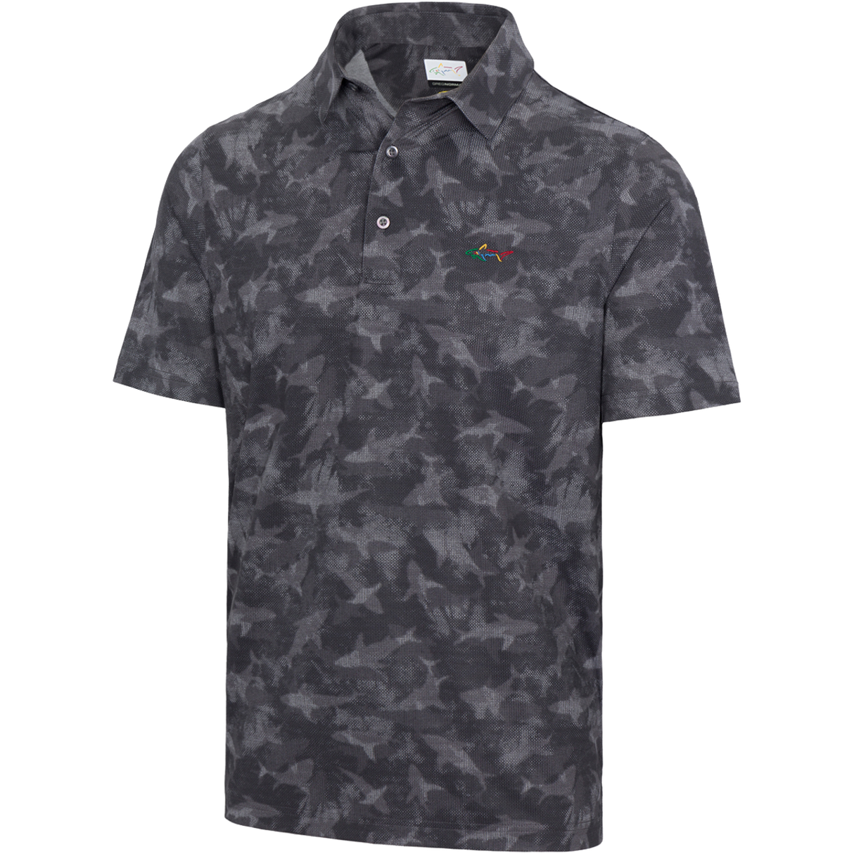 Men's Ventilated Shark Print Polo T Shirt