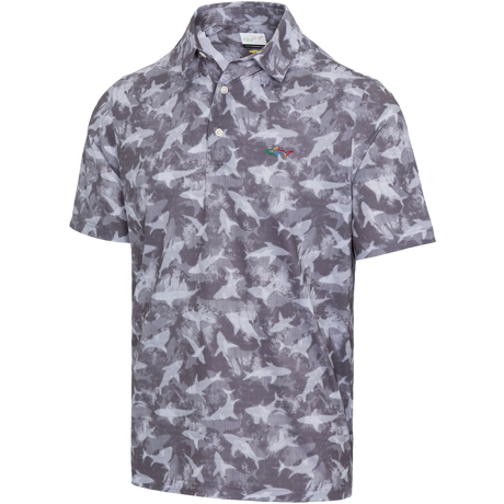 Men's Ventilated Shark Print Polo T Shirt