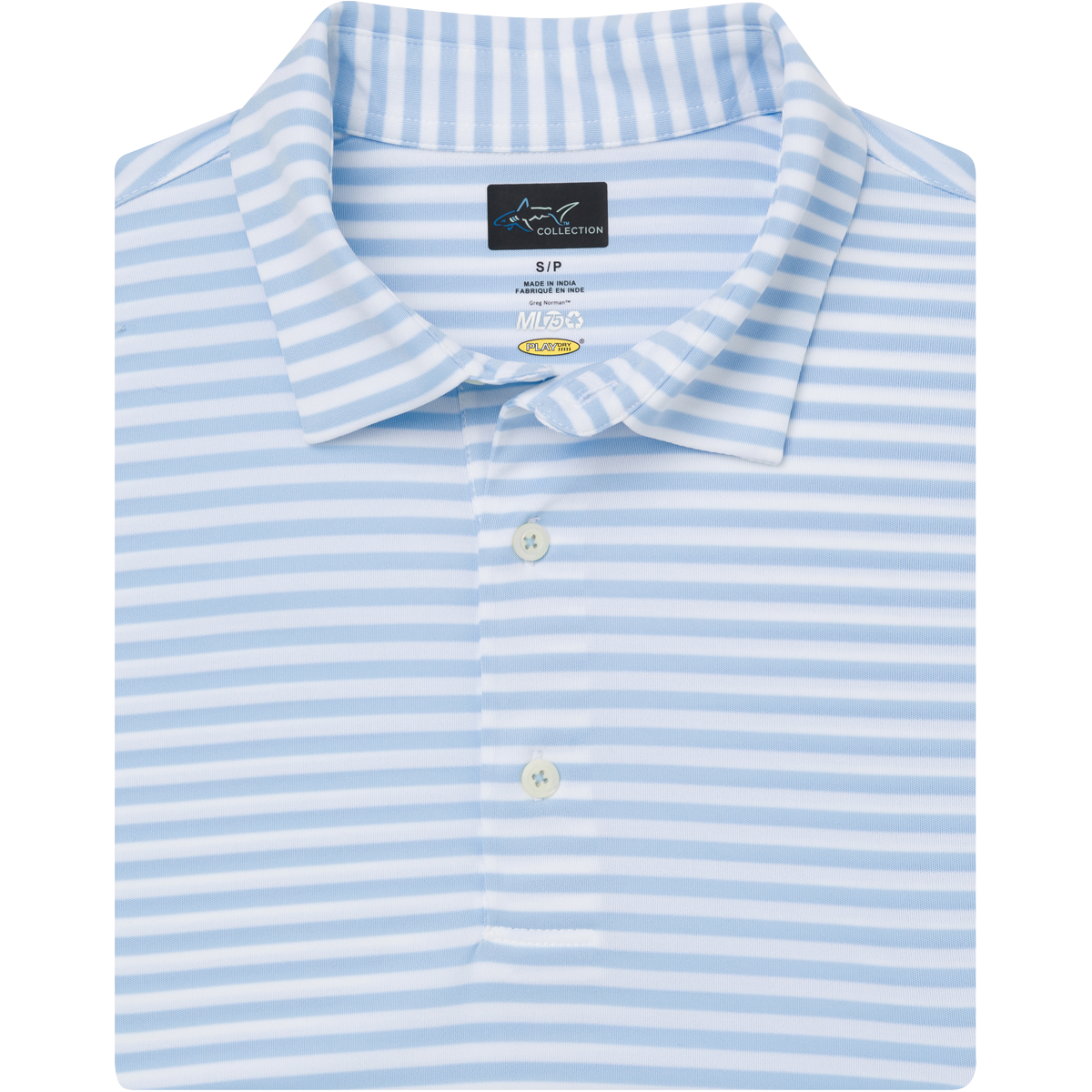 ML75 Recycled Microlux Yarn-Dye Stripe Golf Polo - Blue Heather