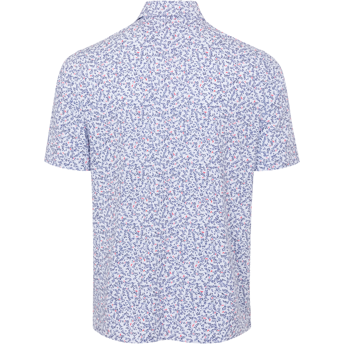 Men's White Tiny Leaf Printed Golf Polo